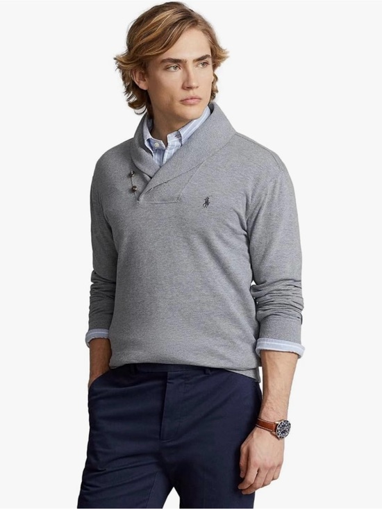 Polo Ralph Lauren Other - Polo Ralph Lauren Men's French Rib Shawl Sweater (Alpine Heather, XL)